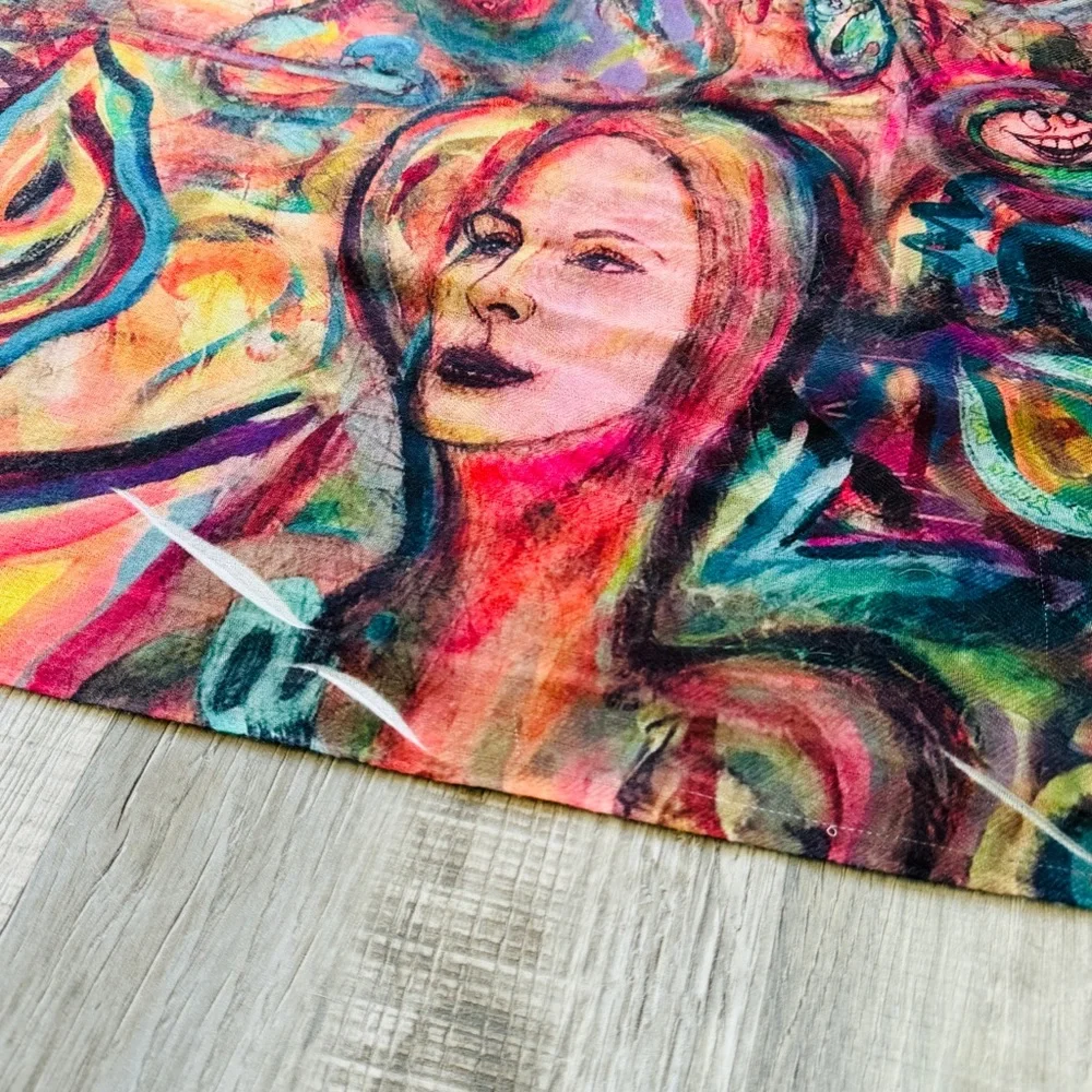NEW without TAGS Elegant Colorful Wrap with print of Beep, Beep by John Sebelius